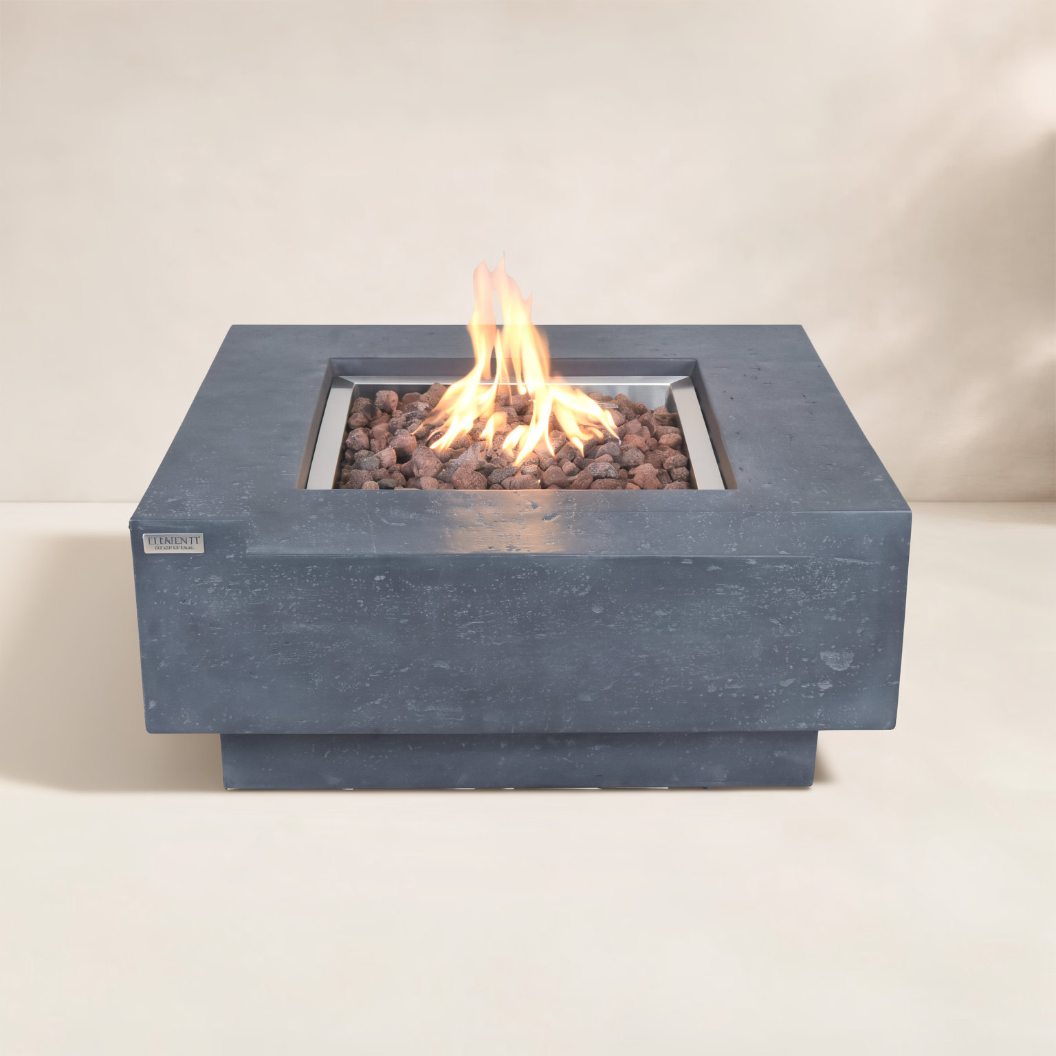 Manhattan 36" Outdoor Concrete Fire Table 45,000 BTU - Includes Lava Rocks & PVC Cover, Propane, Dark Gray