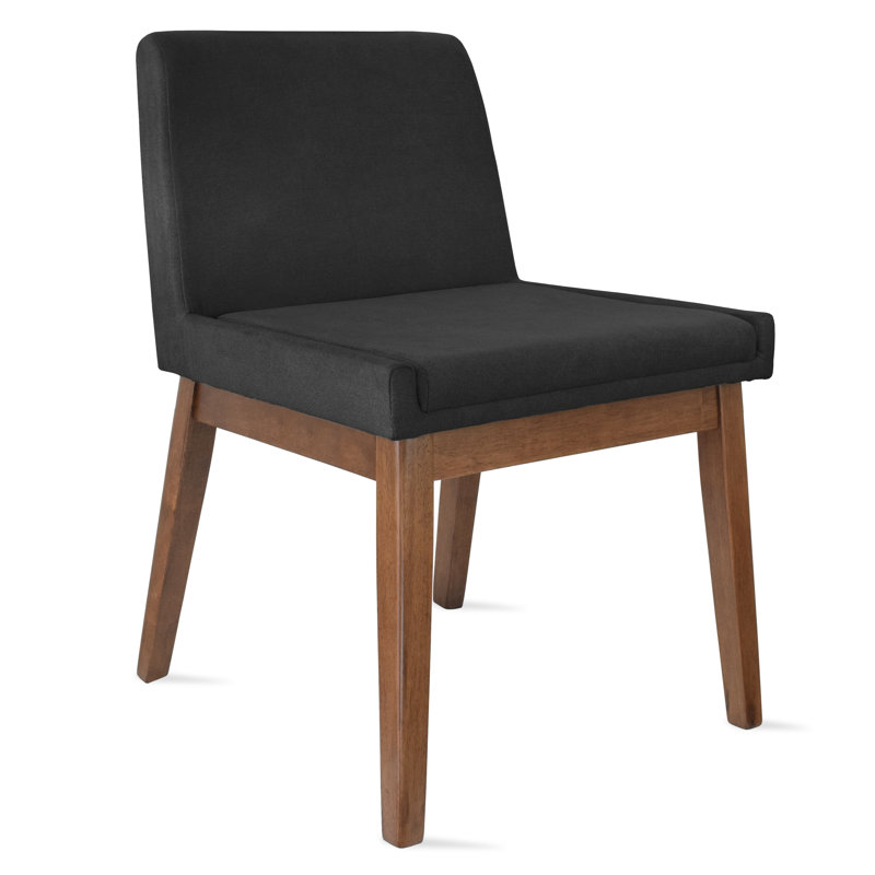 Hartwig Set of 2 Dining Chairs - Solid Wood Frame with Upholstered Cushion Seats - Modern Kitchen & Dining Room Chairs, Black
