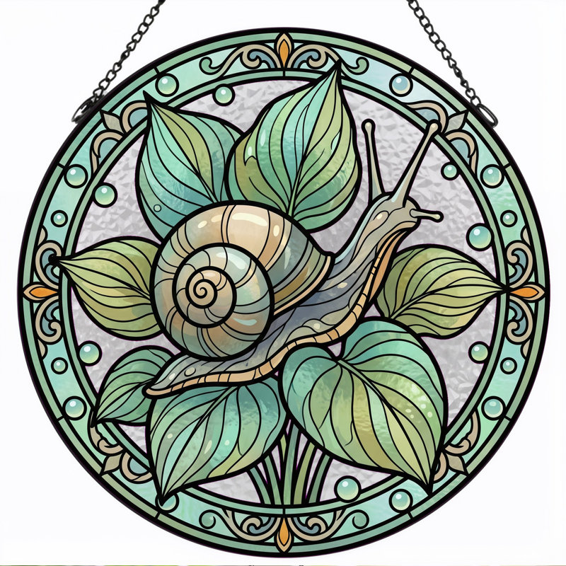 Panneau de vitrail Snail Art, H 7,8 po
