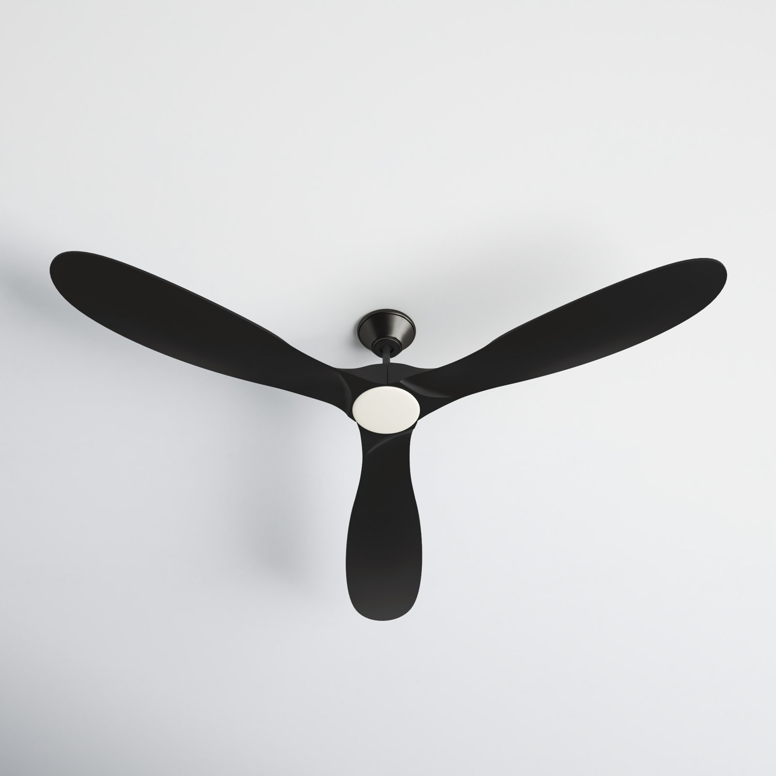3 Blade Ceiling Fan with LED Light Kit, Matte Black with Black Blades, 52 inches