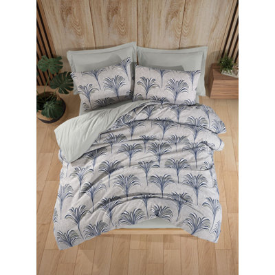 Ensemble de housse de courtepointe Cozy (3 pièces), bleu, 78,7 po x 78,7 po | 65% coton / 35% polyester, 120 fils | Lavable à la machine, housse de couette et enveloppes à boutons, parfaite pour un décor de chambre à coucher élégant