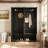 Farmhouse Style 55.1"W Black Finish Hall Tree with Rattan Cabinet Doors, Adjustable Inner Shelves and 6 Coat Hooks, 4-in-1 Entryway Storage Bench Cabinet for Living Room & Mudroom-129768573