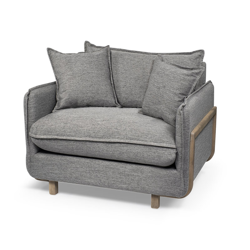Fauteuil club en coton Lano de 112,39 cm de large Alohna, Gris château de pierre