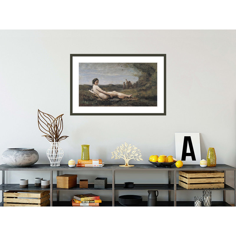 Repose par Jean-Baptiste-Camille Corot - Impression Giclée sur cadre, H 26,52 po x l 41,5 po