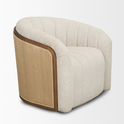 Fonda Cream Fabric W/ Natural Jute Swivel Accent Chair