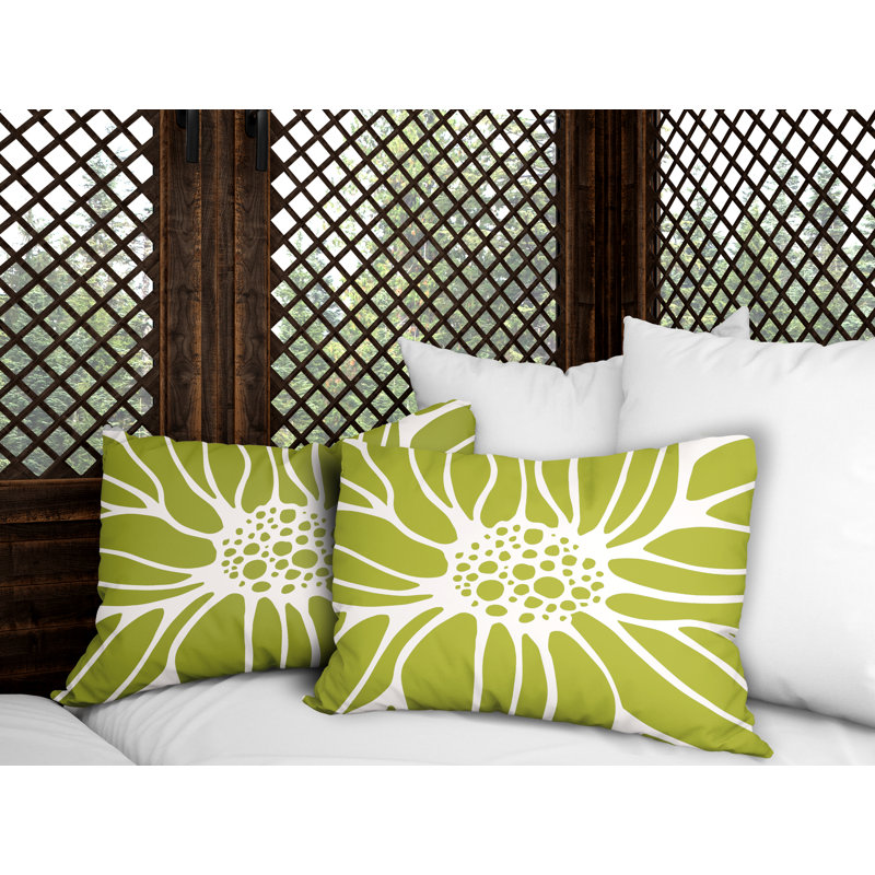 Polyester / Mélange de polyester Housse de coussin rectangulaire intérieure / extérieure lombaire et insert, Chartreuse