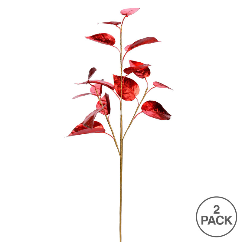 Vickerman 33" Shiny Leaf Artificial Christmas Spray, Red