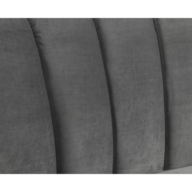Mellon 140" Wide Velvet Symmetrical Modular Sectional, Gray