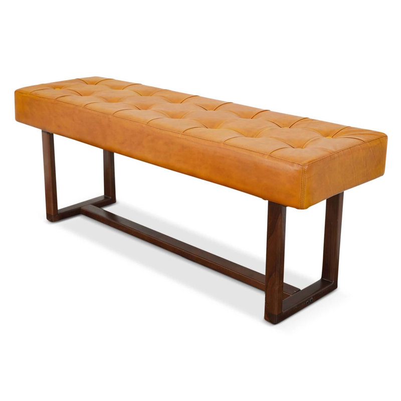 Banc en cuir brun clair Cameron