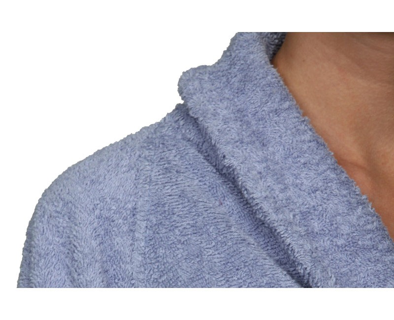 Peignoir mi-mollet en ratine 100 % coton avec poches Finnian, Bleu, Petit