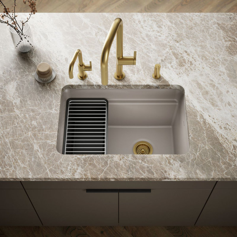 Cairn 27-1/2 in. X 18-5/16 in. X 12-5/8 in. Undermount Utility Sink, Matte Taupe