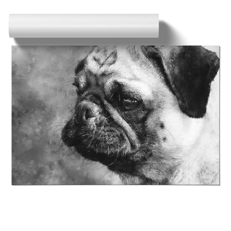 Pug Dog Painting - Frameless Print, 42cm H x 59cm W x 0.1cm D