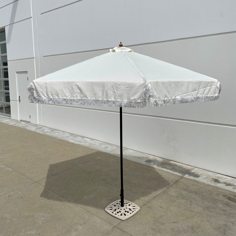 Auvent de remplacement pour parasol 9 pi avec cantonnière turquoise 9 pi 6 po, Blanc cassé
