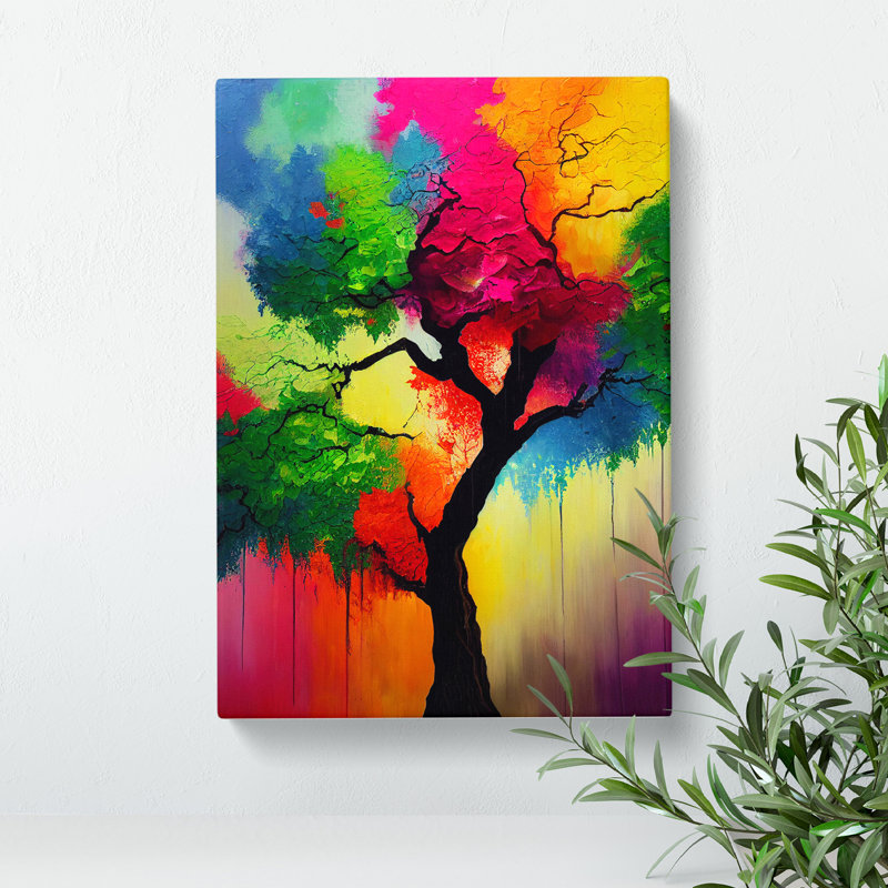 Colourful Abstract Tree No.3 - Wrapped Canvas