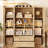 72.4" H Glass Doors Bookcase With Drawers And Adjustable Shelves