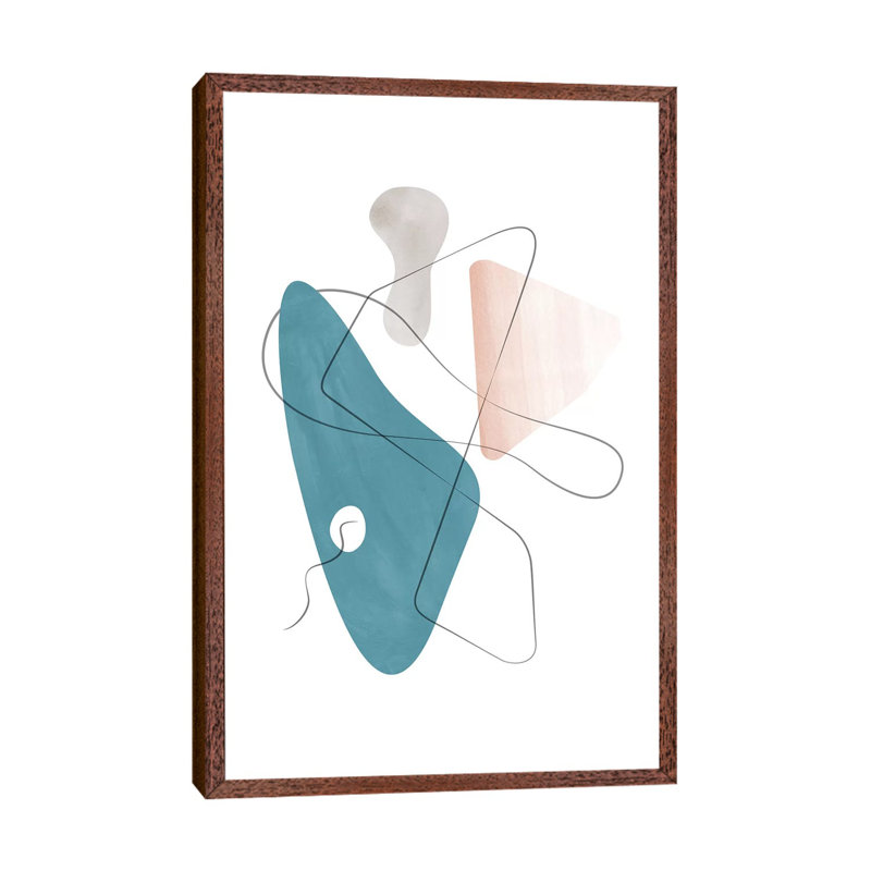 Abstract Composition With Lines XIV by Nouveau Prints - Print on Canvas, Classic Brown Wood Framed