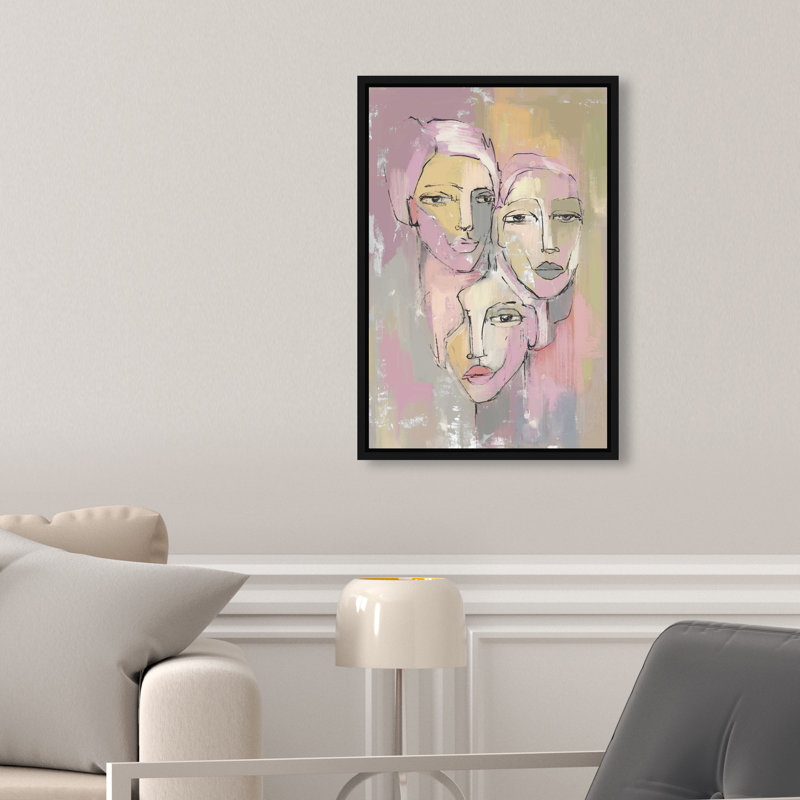 Three Beauties Canvas Abstract Print by Oliver Gal, Black Frame, 10 x 15, 16"H x 11"W, Black Frame