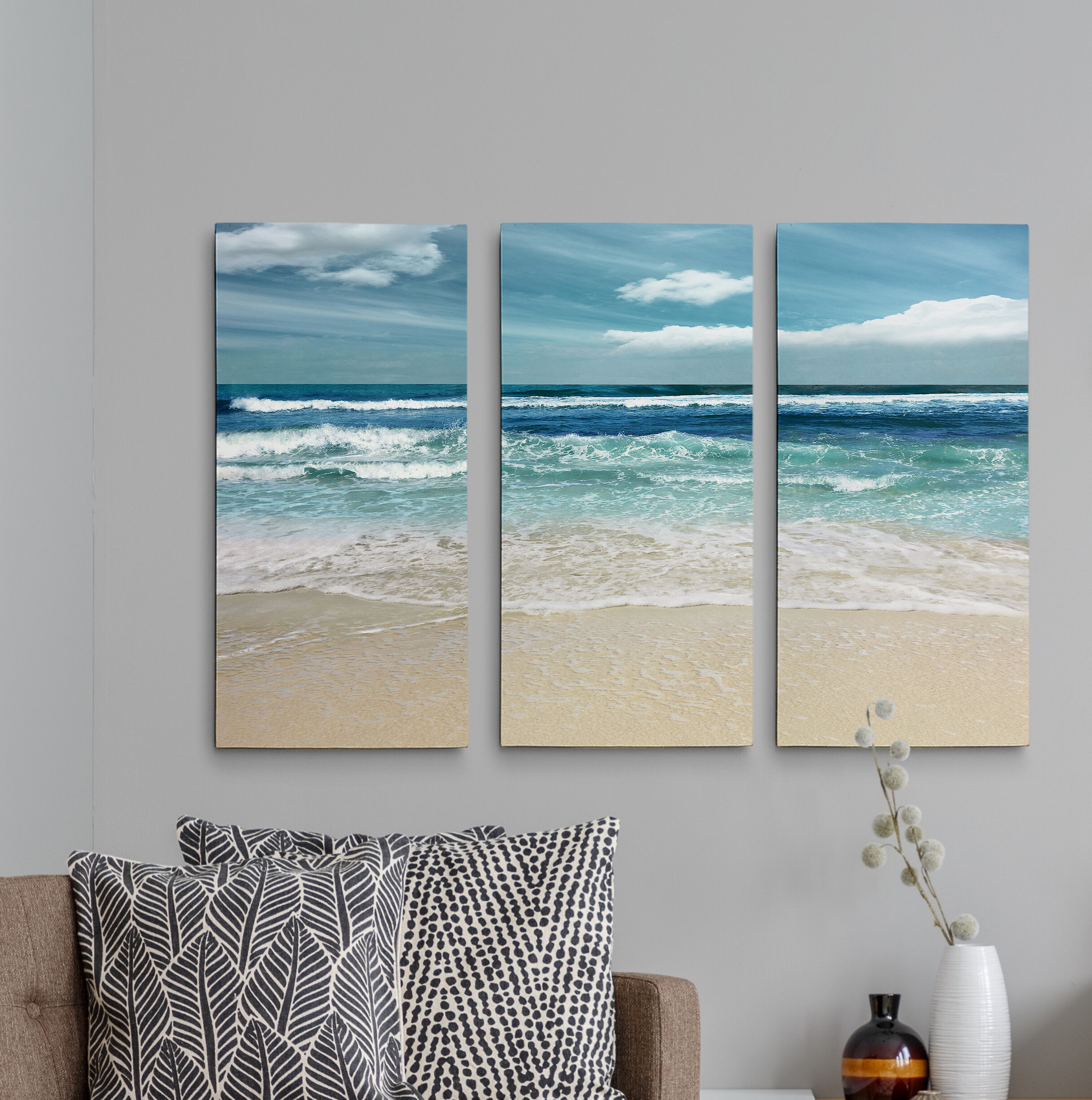 Beachcrest Home Symphony of the Sea - 3 Piece Wrapped Canvas Multi ...