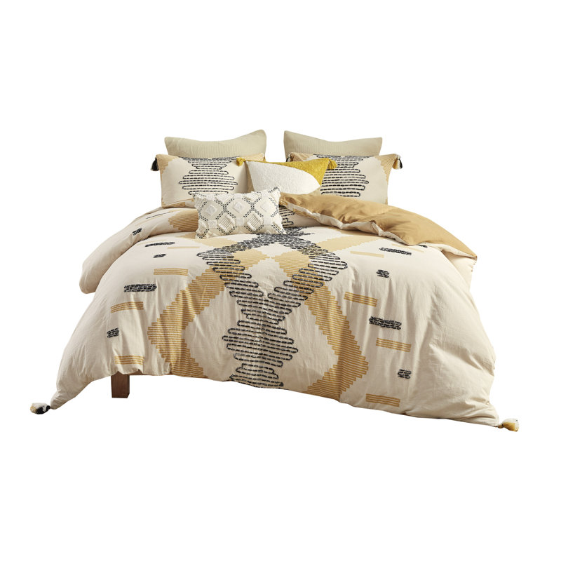 Ensemble de literie en coton, style géométrique multicolore pour la maison
