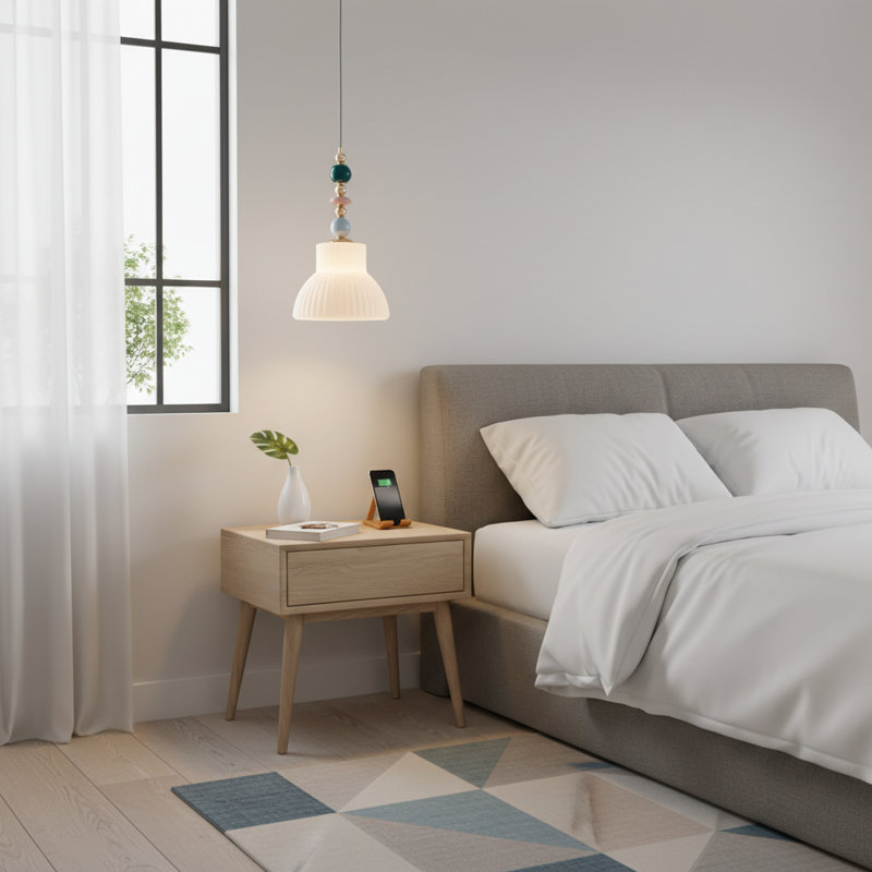 Luminaire suspendu en verre blanc laiteux homologué UL