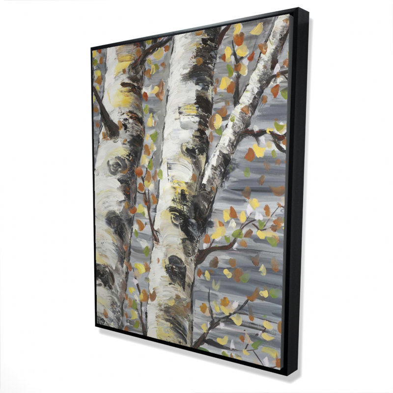 Reproduction de bouleaux blancs en herbe sur toile