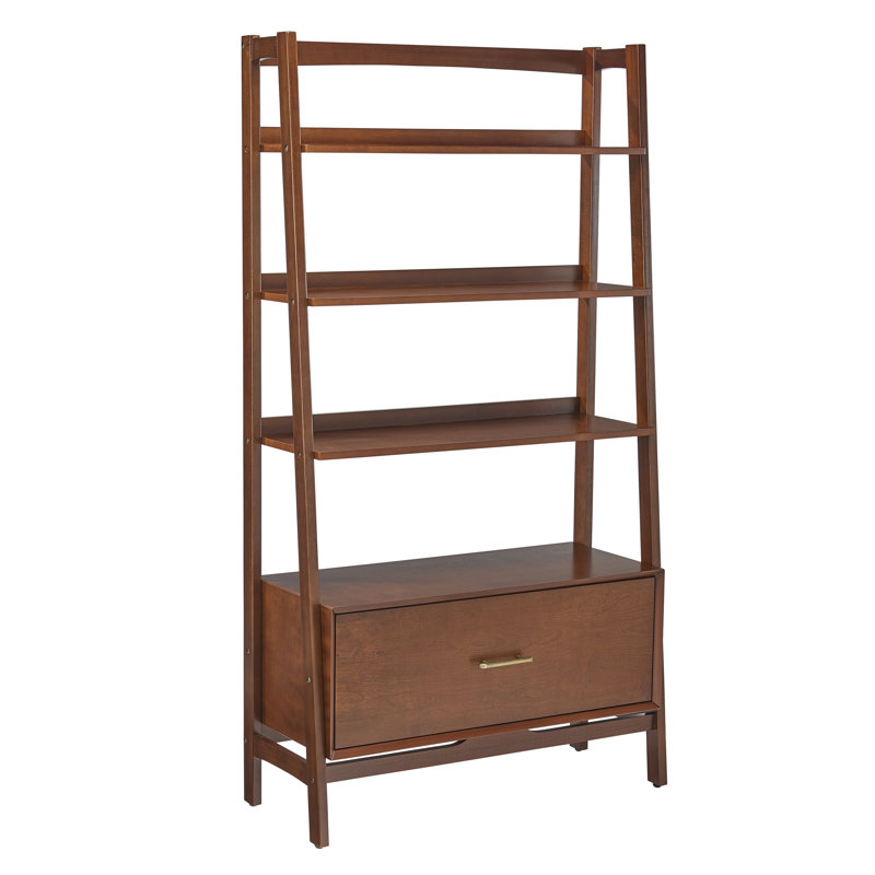 Bibliothèque étagère H 70,13 po x l 22,13 po Stiles, H 70 po x l 38 po x P 15 po, Acajou