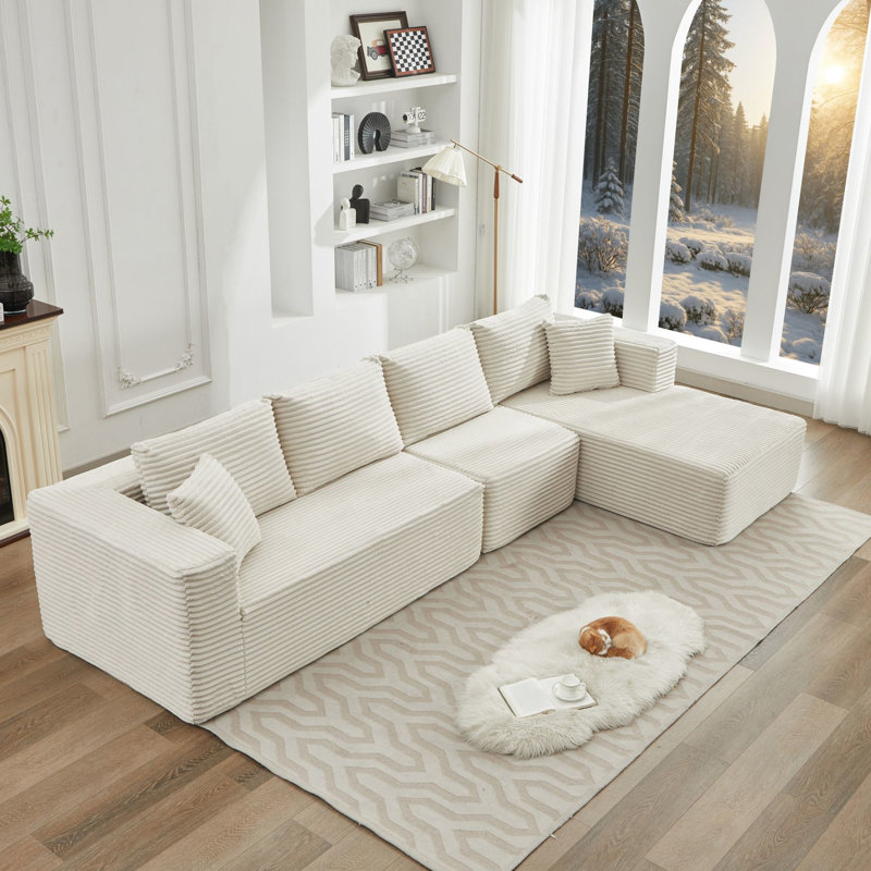 Canapé modulaire en L 106 po 106L3, Beige