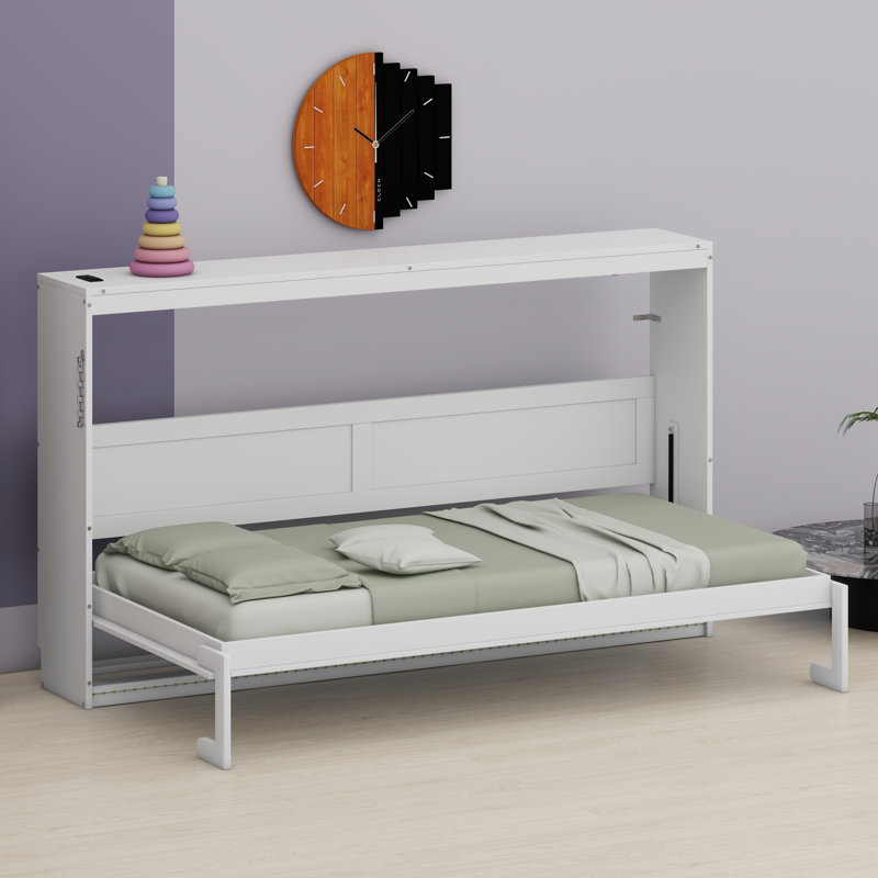 Lit pliant latéral tendance avec motif imprimé, éclairage à DEL et station de charge USB - Conception de pièce efficace