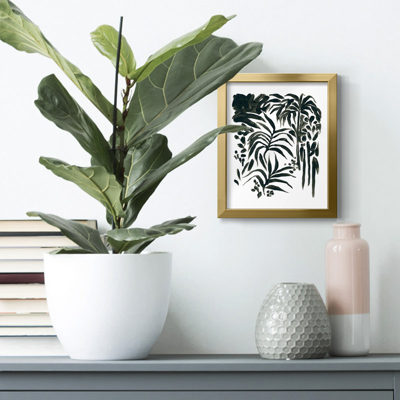 Motif de formes de feuilles II, White, Natural Framed Paper, H 20 po x l 16 po