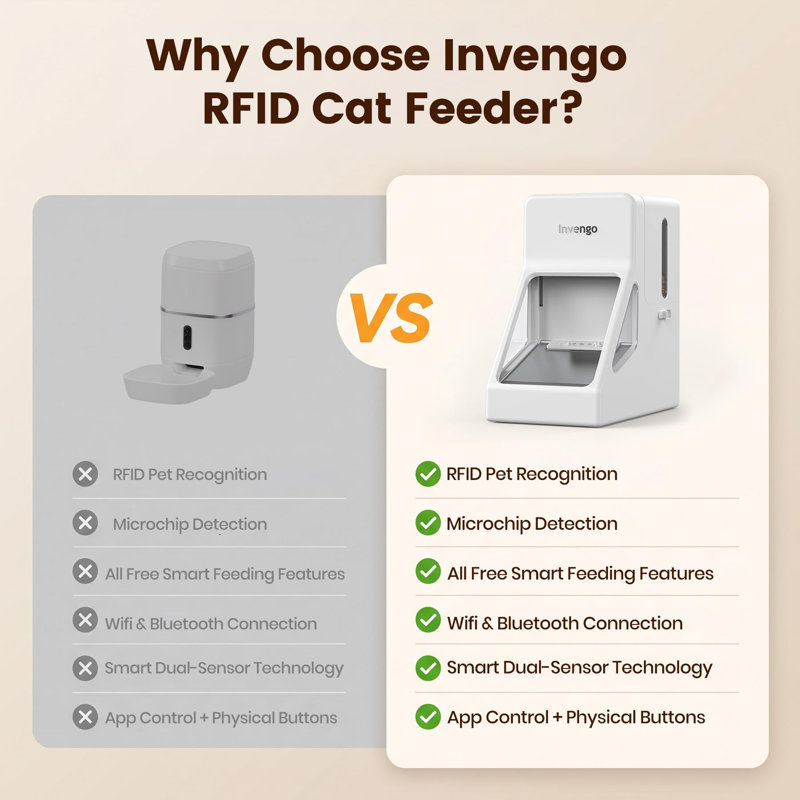 Distributeur automatique de croquettes pour chat RFID avec contrôle par application, activation par puce électronique, système antivol de nourriture