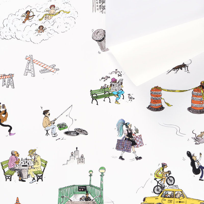 Schumacher X The New Yorker Joana Avillez's Street Scenes Wallpaper, White