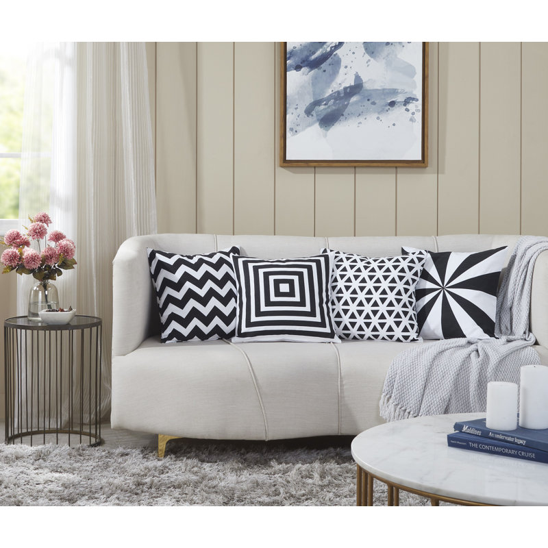 Niell Square Cushion Cover, Black/White