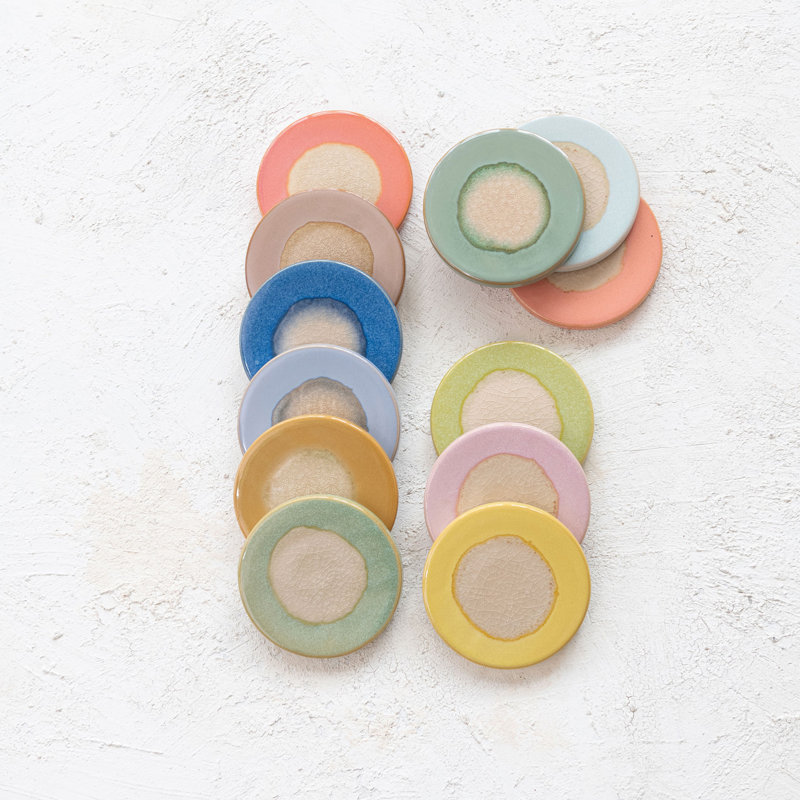 12-Piece Stoneware Trivet With Reactive Glaze