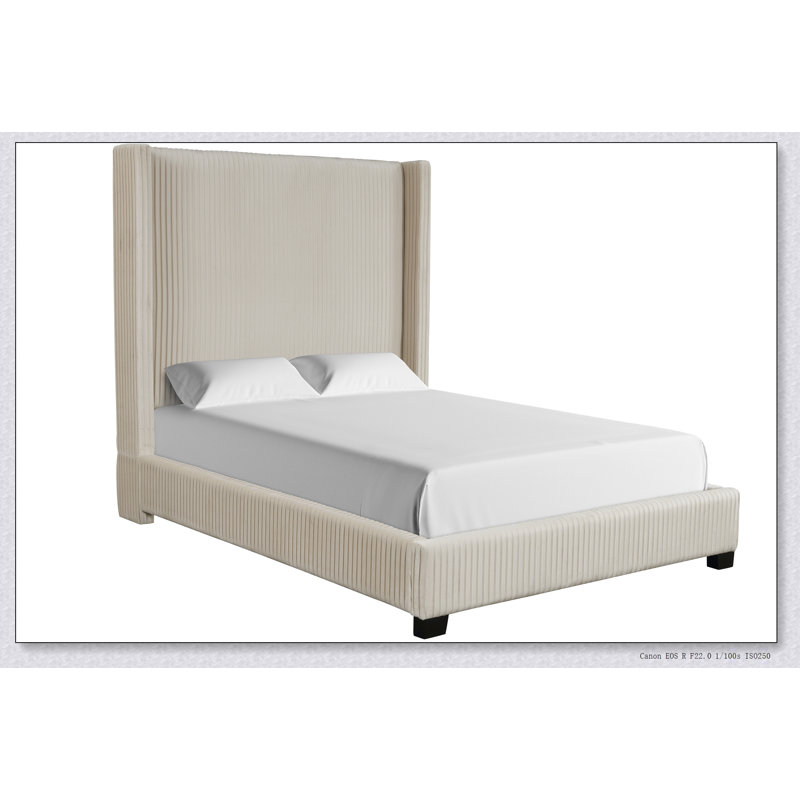 Lit tapissier dans une boîte beige, Beige, Grand