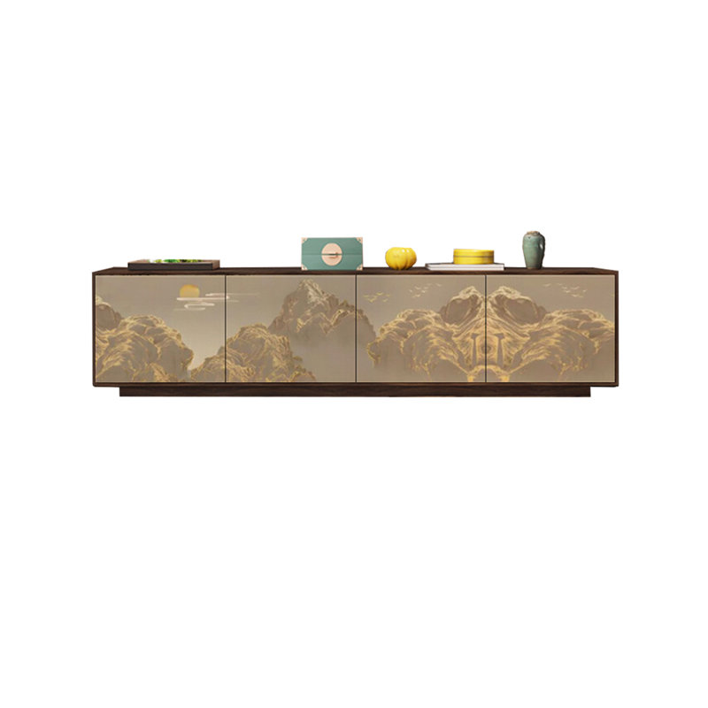 Meuble télé en bois de pin naturel, Brun, 78.74"