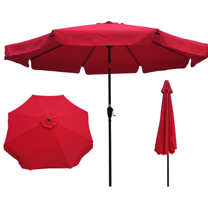 Parasol de patio de 10 pi avec inclinaison à manivelle, Gris foncé