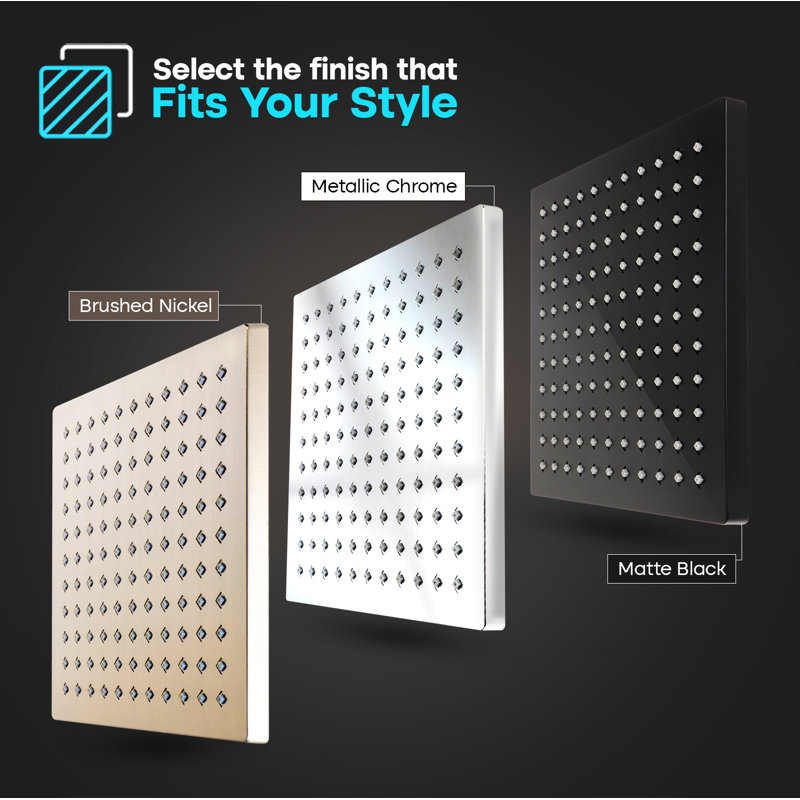 High Pressure Shower Head Rain Shower Head Brushed Nickel Modern Design Square Rainfall Showerhead,Single Function Easy To Clean 8" Face