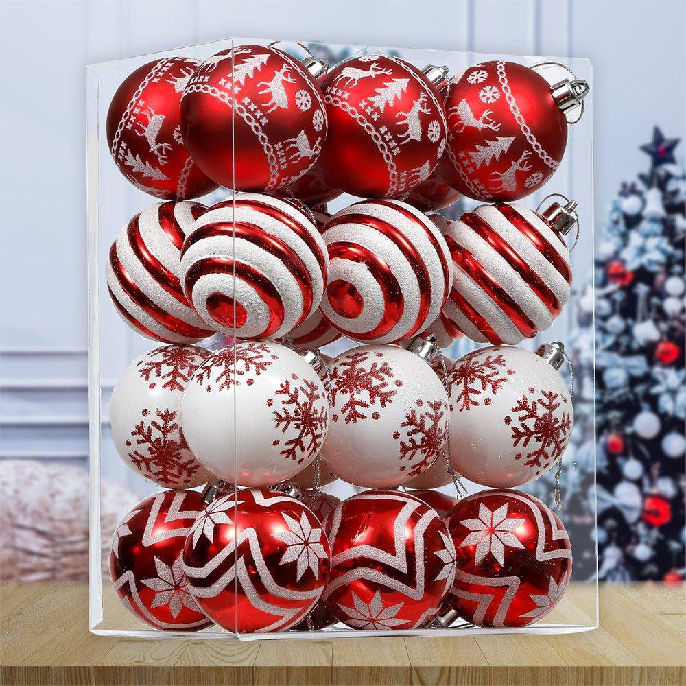 Northlight 9ct Silver and Red Striped 2-Finish Glass Christmas Ornaments 3.25
