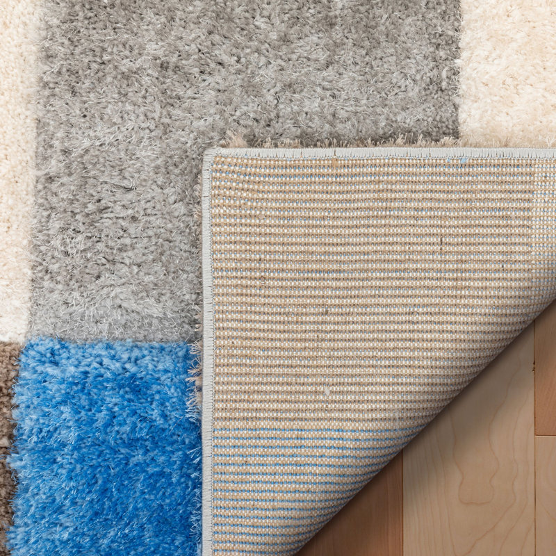 Tapis géométrique beige / bleu Cobina, Rectangle 7'10" x 9'10"
