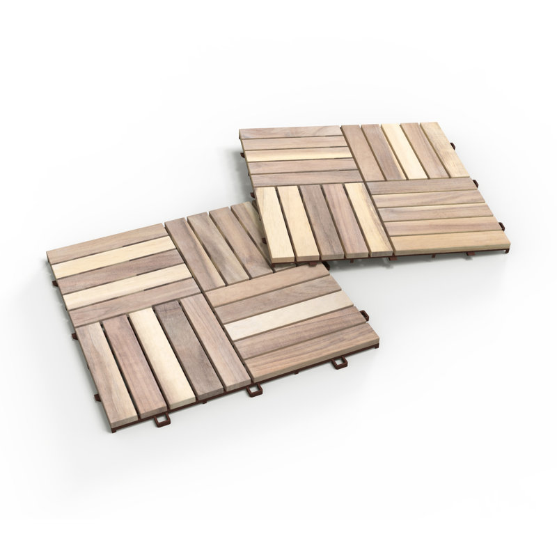 12 po X 12 po Carreaux de terrasse en acacia, paquet de 10, blanc biologique
