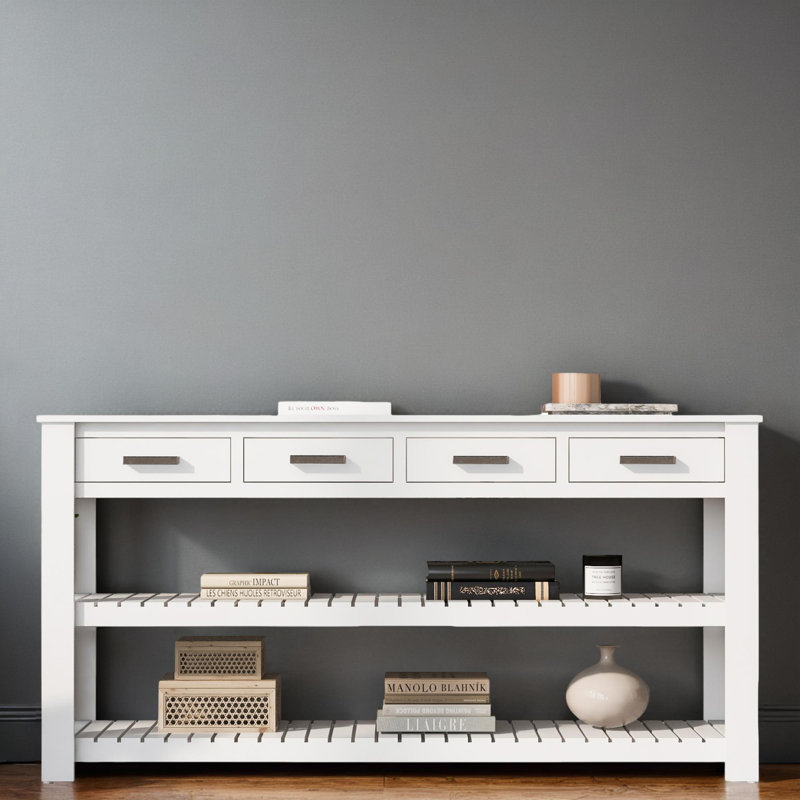 Console en bois massif 63 ", Blanc