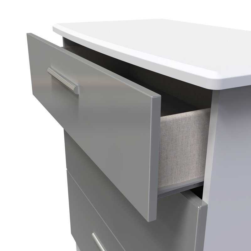 Fully Assembled Letoya 3 - Drawer Chest of Drawers, Grey Gloss
