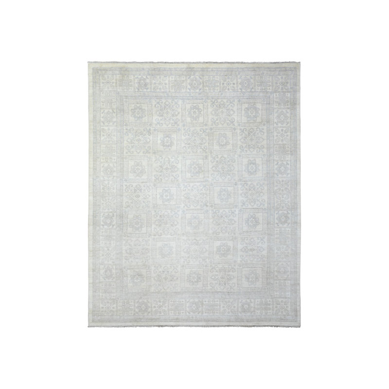 8'2"x9'10" Ivory White Wash Peshawar Soft Wool Hand Knotted Rug 978451B41C024C17A7D32D54E2BF08A8