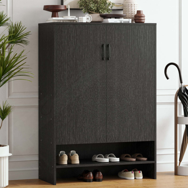 Armoire à chaussures 7 portes à grande capacité avec porte, Noir
