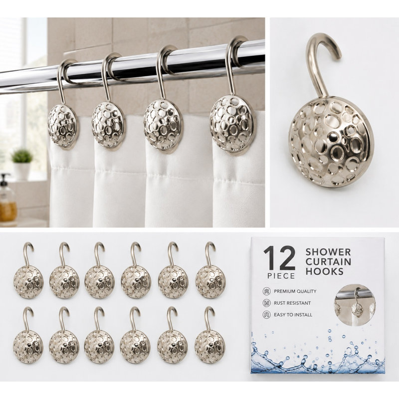 Crochets de douche circle dot, Nickel