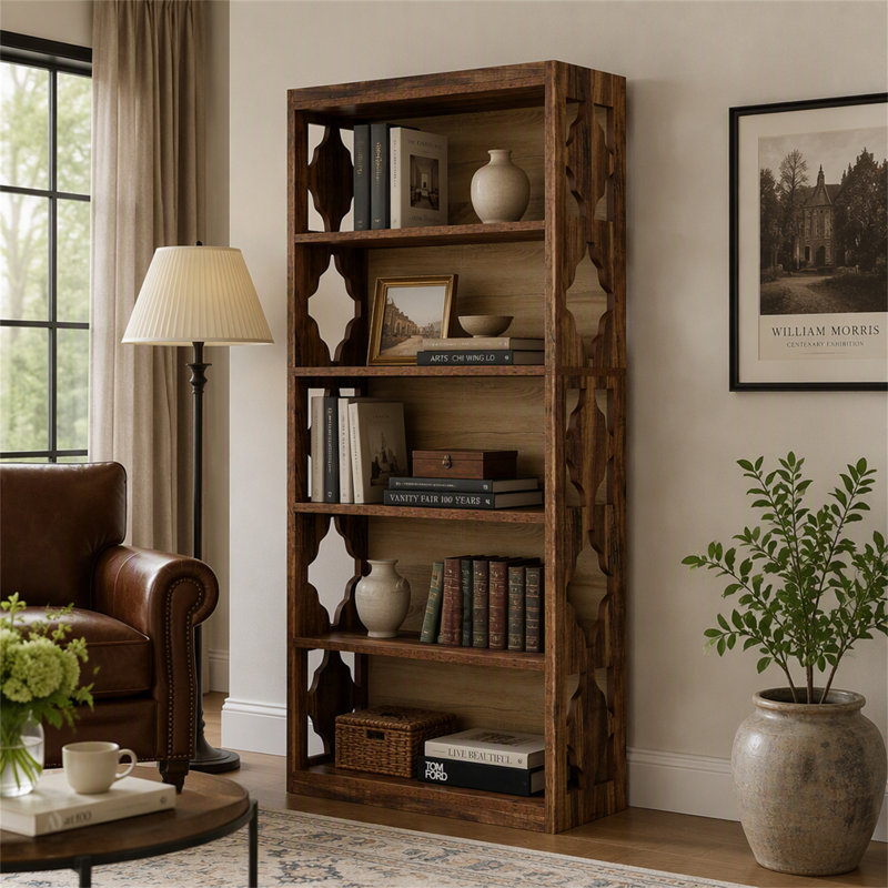 Bibliothèque à 6 niveaux, bibliothèque en bois de 70 pouces avec étagères de rangement