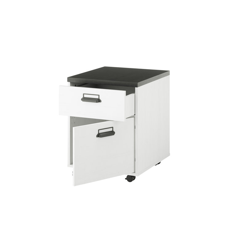 Jackeline 47cm Wide 1 -Drawer Mobile File Cabinet, White/Black