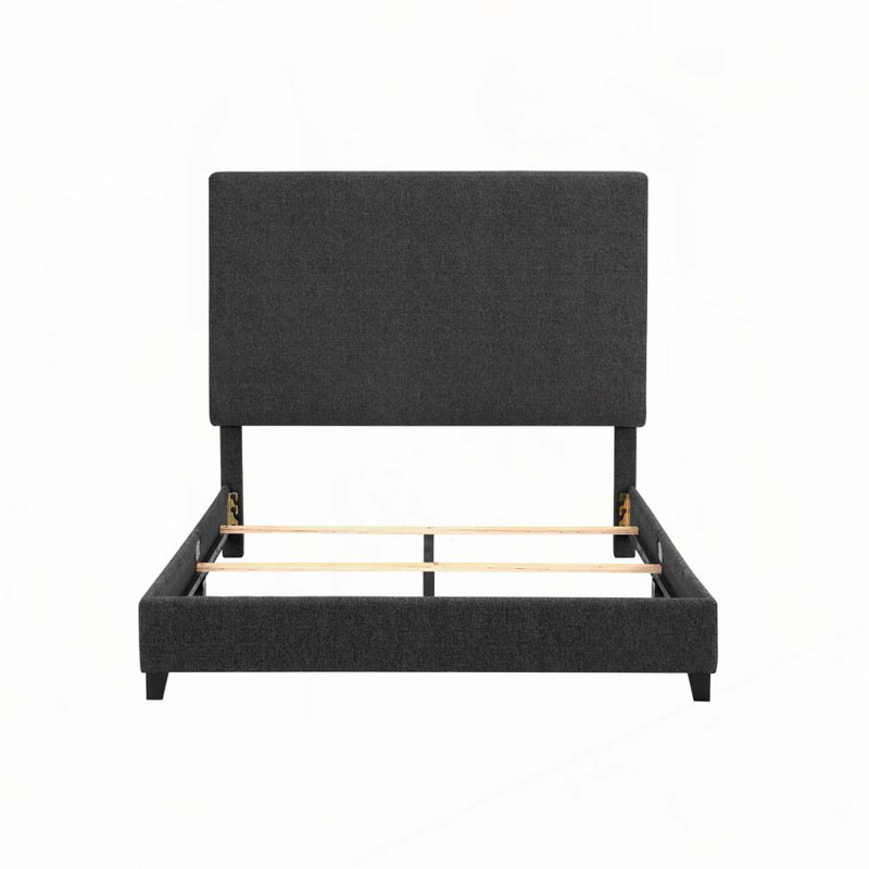 Lit plateforme tapissier Boucle, Gris, Grand lit