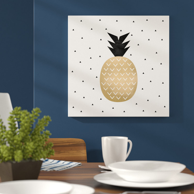 « golden ananas »-impression sur toile tendue, H 26 po x l 26 po x P 1,5 po, Toile tendue, Pas de tapis