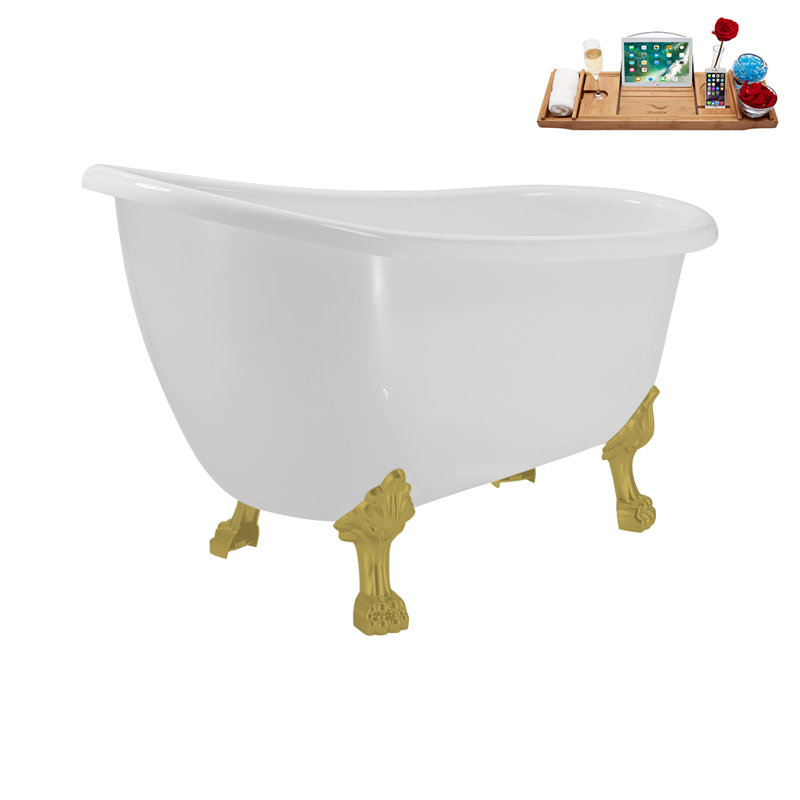 53.1'' x 25.6'' Freestanding Soaking Acrylic Bathtub, Brushed Gold, Brushed Gun Metal